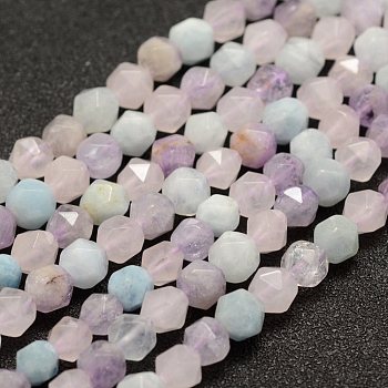 Natural Aquamarine & Rose Quartz & Amethyst Beads Strands, Faceted, Round, 6mm, Hole: 1mm, about 61pcs/strand, 14.5~14.7 inch(37~37.5cm)