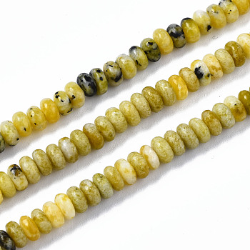 Natural Yellow Turquoise(Jasper) Beads Strands, Rondelle, 4~5x2mm, Hole: 0.8mm, about 160~165pcs/strand, 14.96~15.35 inch(38~39cm)