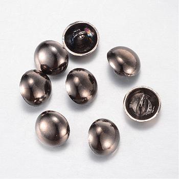 Alloy Shank Buttons, 1-Hole, Dome/Half Round, Gunmetal, 11.5x10mm, Hole: 1.5mm
