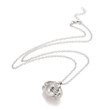 Alloy Multi Picture Photo Ball with Wings Locket Pendant Necklace for Women, Platinum, 24.41~24.8 inch(62~63cm)