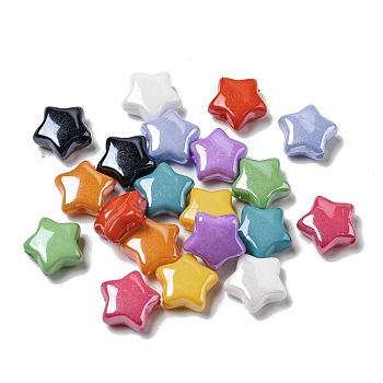 UV Plating Acrylic Beads, Star, Mixed Color, 10x11x5mm, Hole: 1.4mm