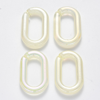 Transparent Acrylic Linking Rings, Quick Link Connectors, For Jewelry Chains Making, AB Color Plated, Imitation Gemstone Style, Oval, Beige, 37.5x23x6mm, Inner Diameter: 25.5x11mm