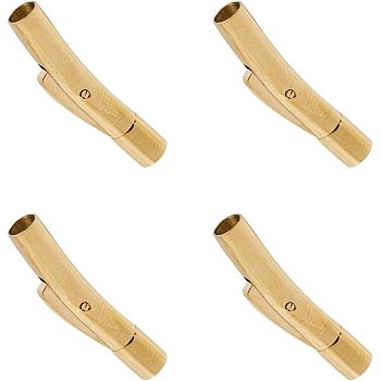 304 Stainless Steel Bayonet Clasps, Tube, Golden, 23x4mm, Hole: 3mm, 4sets/box