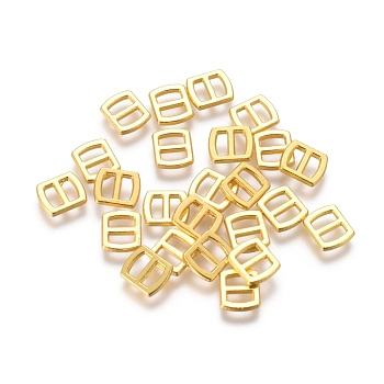 Mini Alloy Buckles, Adjustable Buckle Fasteners, Rectangle, Golden, 6x5x1mm, Hole: 3x1mm