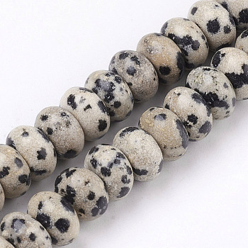 Natural Dalmatian Jasper Beads Strands, Rondelle, 8x5mm, Hole: 1mm, about 75pcs/strand, 15.5 inch(39.5cm)