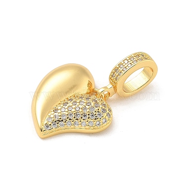 Brass Micro Pave Clear Cubic Zirconia Heart European Dangle Charms(KK-U044-03G)-2