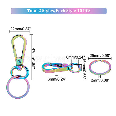 pandahall элита 10застежки для ключей из цинкового сплава радужного цвета(FIND-PH0006-45)-2