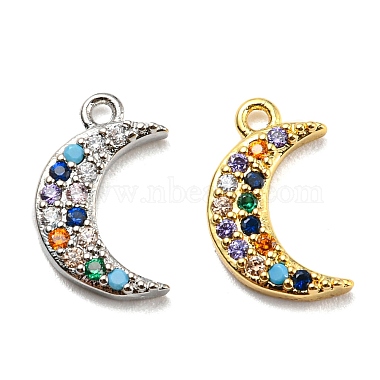 Mixed Color Colorful Moon Brass+Cubic Zirconia Charms