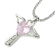 Cubic Zirconia Fairy with Heart Pendant Necklace with Box Chains(NJEW-C004-01D)-1