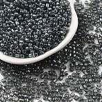 Round 8/0 Glass Seed Beads, Trans. Colours Lustered, Gray, Size: about 3mm in diameter, hole: 1mm, about 1097pcs/50g(X-SEED-A006-3mm-112)