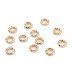 Ion Plating(IP) 304 Stainless Steel Open Jump Rings, Round, for DIY Jewelry Craft, Real 24K Gold Plated, 20 Gauge, 6x0.8mm, Inner Diameter: 4.4mm(STAS-R060-6x0.8-01)