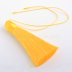 Polyester Tassel Pendant Decorations, Gold, 77~81x12~13mm(AJEW-R057-14)