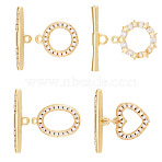 4Sets 4 Styles Brass Micro Pave Clear Cubic Zirconia Toggle Clasps, Cadmium Free & Lead Free, Long-Lasting Plated, Mixed Shapes, Mixed Color, 4.5~16.5x11~20.5x2~3mm, Hole: 0.8~2mm, 1set/style(KK-TA0008-81)