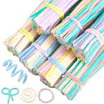 DIY Plush Sticks, Chenille Stems, Pipe Cleaners, Kid Craft Material, Mixed Color, 350~380x6mm, 100pcs/set, 7 sets(FIND-CP0002-72A)