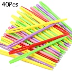 Child Plastic Knit Needles Sewing Knitting Cross Stitch, Mixed Color, 71x4x3mm, Hole: 17x2mm, 40pcs/set(TOOL-YW0001-78A)