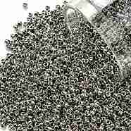 TOHO Round Seed Beads, Japanese Seed Beads, (713) Olympic Silver Metallic, 15/0, 1.5mm, Hole: 0.7mm, about 15000pcs/50g(SEED-XTR15-0713)