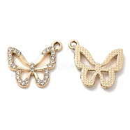 UV Plating Alloy Pendants, with Crystal Rhinestone, Butterfly Charms, Golden, 20x23x2.5mm, Hole: 2mm(ALRI-M020-16G)