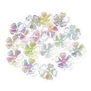 Transparent Acrylic Bead Caps, Flower, Mixed Color, 27x2mm, Hole: 2.2mm(MACR-K356-15C)