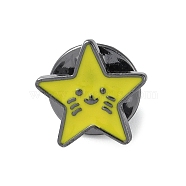 Cartoon Enamel Pins, Gunmetal Alloy Badge for Backpack Clothes, Star, 13x13x1.7mm(JEWB-D026-02B)
