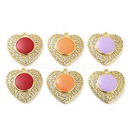 Brass Micro Pave Clear Cubic Zirconia Pendants, with Enamel, Real 18K Gold Plated, Heart Charm, Mixed Color, 20x20x4mm, Hole: 1.6mm(KK-F871-07G)