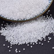 MIYUKI Delica Beads Small, Cylinder, Japanese Seed Beads, 15/0, (DBS0231) Crystal Ceylon, 1.1x1.3mm, Hole: 0.7mm, about 35000pcs/bottle, 10g/bottle(SEED-JP0008-DBS0231)