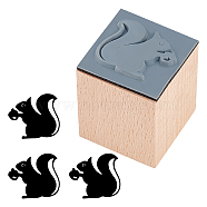 Wooden Stamps with Rubber, for DIY Craft Card Scrapbooking Supplies, Squirrel, 25~25.5x25~25.5x32mm(DIY-WH0002-65E)