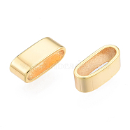 Brass Slide Charms/Slider Beads, For Leather Cord Bracelets Making, Nickel Free, Oval, Real 18K Gold Plated, 9x3.5x3.5mm, Hole: 2.5x7mm(KK-N231-364)