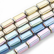 Electroplate Non-magnetic Synthetic Hematite Beads Strands, Cuboid, Mixed Color, 8x4x4mm, Hole: 1mm, about 60pcs/strand, 16.53 inch(G-N0322-11)