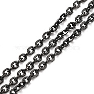 PVD Vacuum Plating 304 Stainless Steel Cable Chains, Oval, Unwelded, with Spool, Electrophoresis Black, 5x4x0.5mm, about 32.81 Feet(10m)/Roll(CHS-K016-01EB)