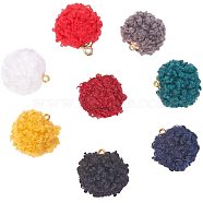 Handmade Cloth Fabric Covered Pendants, with Golden Tone Alloy Findings, Round, Mixed Color, 19~20.5x17mm, Hole: 2mm, 80pcs/box(WOVE-PH0001-13G)