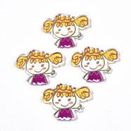 Transparent Printed Acrylic Pendants, Girl, Colorful, 32x42x3mm, Hole: 1.6mm(KY-S163-179)