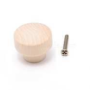 Undyed Natural Wooden Drawer Knobs, Flat Round Drawer Pulls Handle, Iron Screw, for Home, Cabinet, Cupboard and Dresser, Platinum & Golden, BurlyWood, 34x26mm, Hole: 3mm(AJEW-WH0129-93)