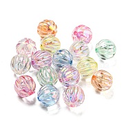 UV Plating Transparent Acrylic Beads, AB Color Plated, Iridescent Pumpkin, Mixed Color, 11x11mm, Hole: 1.8mm(MACR-D024-08)