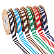 6 Rolls 6 Colors Polyester Stripe Ribbons, Garment Accessories, Mixed Color, 3/8 inch(10mm), about 5 yards/Roll, 1 color/roll(OCOR-WH0045-07)