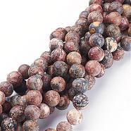 Natural Red Leopard Skin Jasper Beads Strands, Round, 8mm, Hole: 1mm, about 46pcs/strand, 16 inch(GSR066)