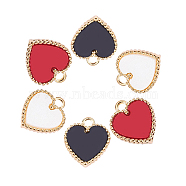 Golden Plated Alloy Charms, with Double Side Acrylic, Heart, Mixed Color, 30pcs/set(PALLOY-CJ0001-09)