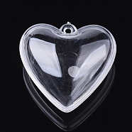 Openable Transparent Plastic Pendants, Fillable Plastic Bauble Christmas Ornament, Heart, Clear, 37x40x24mm, Hole: 1.8mm, Inner Diameter: 30x37mm(X-KY-T004-A-01)