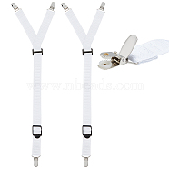 Y-shape Adjustable Garter Strap, No-slip Sock Clamp, Men's Shirt Stay, with Iron Clip, Wedding Garment Accessories, White, 515~670x26x1.5mm, 2pcs/set(AJEW-WH0291-28)