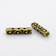 Tibetan Style Alloy Spacer Bars, Cuboid, Lead Free & Cadmium Free, Antique Bronze Color, 18x4x5mm, Hole: 1.5mm(K090U071)