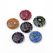 Handmade Millefiori Lampwork Beads, Flat Round, Mixed Color, 25~25.5x6mm, Hole: 1mm(X-LAMP-S187-05)