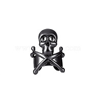 Brass Wide Skull Open Cuff Earrings, Gothic Non-piercing Jewelry for Men Women, Gunmetal, 14x10mm(SKUL-PW0004-06B-B)