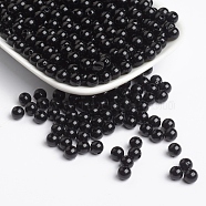 Opaque Acrylic Beads, Round, Black, Size: about 6mm in diameter, hole: 1mm(X-PL682-4)