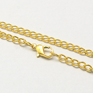 Vintage Iron Twisted Chain Necklace Making for Pocket Watches Design, with Lobster Clasps, Golden, 31.5 inch, Link: 3.3x4.6x0.9mm(CH-R062-G)