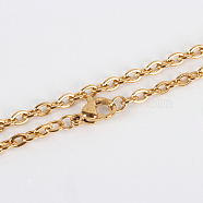 304 Stainless Steel Cable Chain Necklace Making, with Lobster Claw Clasps, Vacuum Plating, Golden, 29.5 inch(74.9cm)(STAS-P045-04G)