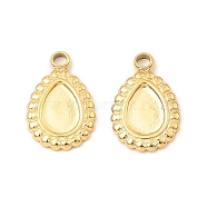 304 Stainless Steel Pendant Cabochon Settings, Teardrop, Real 18K Gold Plated, Tray: 5x7mm, 14x9.5x1.5mm, Hole: 1.8mm(STAS-A089-07G)