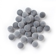 Flocky Acrylic Beads, Half Drilled, Round, Gray, 14mm, Hole: 1.6mm(X-OACR-I001-14mm-L01)
