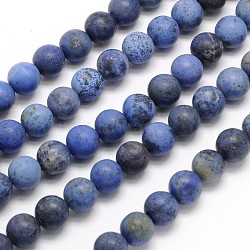 Frosted Round Natural Grade AA Sodalite Beads Strands, 8mm, Hole: 1mm, about 49pcs/strand, 15.3 inch(G-N0166-68-8mm)