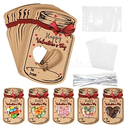 DIY Valentine's Day Card Craft Kits, including Paperboard, Rope, Plastic Bag, Navajo White, 122x4x0.3mm(DIY-K070-01)