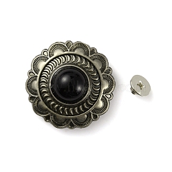 Alloy Decorative Rivets, with Synthetic Turquoise, DIY Accessaries, Flat Round with Flower, Black, 25x11mm, Hole: 2.5mm(FIND-WH0108-43AS-03)