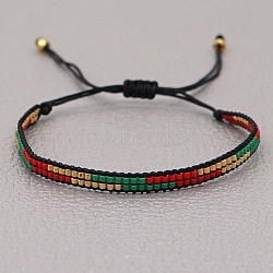Miyuki Seed Braided Bead Bracelet, Adjustable Friendship Bracelet for Women, Green, 11 inch(28cm)(BJEW-P269-28C)